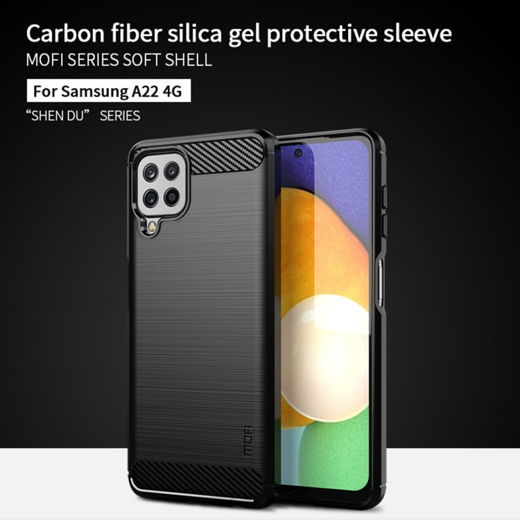 For Samsung Galaxy A22 4G MOFI Gentleness Series Brushed Texture Carbon Fiber Soft TPU Case(Red) - Galaxy Phone Cases by MOFI | Online Shopping South Africa | PMC TechLife | Buy Now Pay Later Mobicred