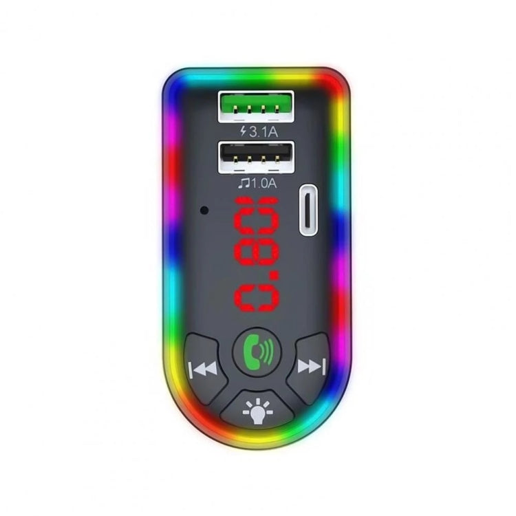 F7 Car MP3 Player 12V Colorful Breathing Light QC3.1 Wireless Dual Port Fast Charging PD - Bluetooth Car Kits by PMC TechLife | Online Shopping South Africa | PMC TechLife | Buy Now Pay Later Mobicred