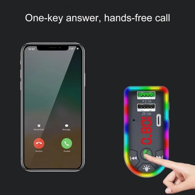 F7 Car MP3 Player 12V Colorful Breathing Light QC3.1 Wireless Dual Port Fast Charging PD - Bluetooth Car Kits by PMC TechLife | Online Shopping South Africa | PMC TechLife | Buy Now Pay Later Mobicred