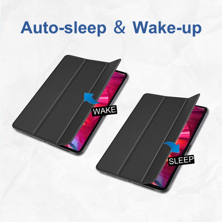 For iPad Pro 11 2022 / 2021 / 2020 ENKAY 3-Folding Shockproof PC Cover Custer Texture PU Leather Tablet Case with Holder & Sleep / Wake-up Function(Dark Blue) - free shipping - PMc TechLife - Order now!