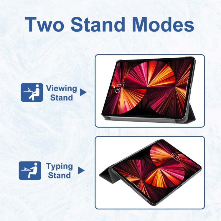 For iPad Pro 11 2022 / 2021 / 2020 ENKAY 3-Folding Shockproof PC Cover Custer Texture PU Leather Tablet Case with Holder & Sleep / Wake-up Function(Dark Blue) - free shipping - PMc TechLife - Order now!