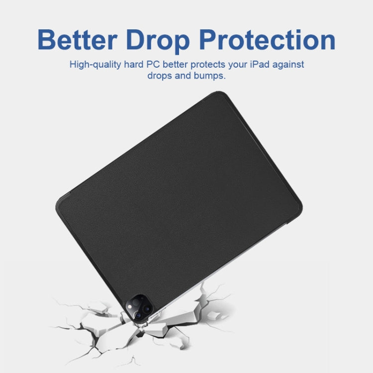 For iPad Pro 11 2022 / 2021 / 2020 ENKAY 3-Folding Shockproof PC Cover Custer Texture PU Leather Tablet Case with Holder & Sleep / Wake-up Function(Dark Blue) - free shipping - PMc TechLife - Order now!