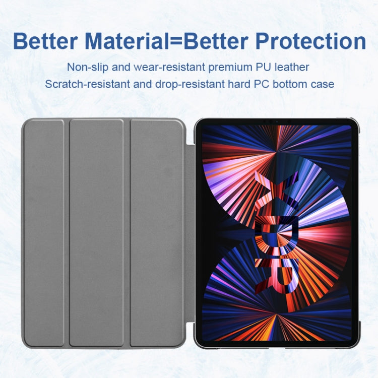 For iPad Pro 11 2022 / 2021 / 2020 ENKAY 3-Folding Shockproof PC Cover Custer Texture PU Leather Tablet Case with Holder & Sleep / Wake-up Function(Light Blue) - free shipping - PMc TechLife - Order now!