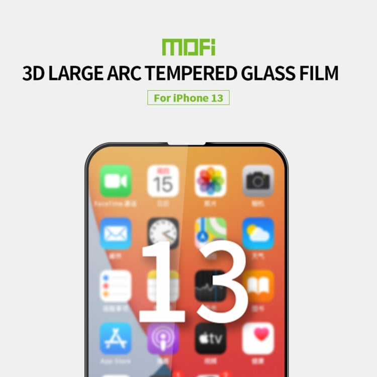 For iPhone 13 / 13 Pro MOFI 9H 3D Explosion-proof Curved Screen Tempered Glass Film(Black) - iPhone 13 Tempered Glass by MOFI | Online Shopping South Africa | PMC TechLife | Buy Now Pay Later Mobicred