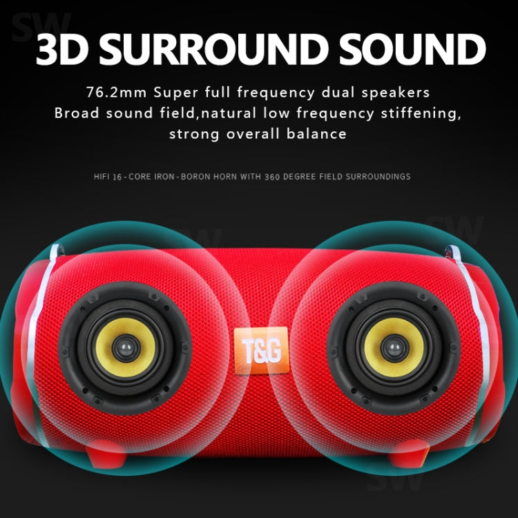 T&G TG187 Portable Waterproof Wireless Bass Surround Bluetooth Speaker with Shoulder Strap, Support FM / TF  Card(Blue) - free shipping - PMC Jewellery - Order now!