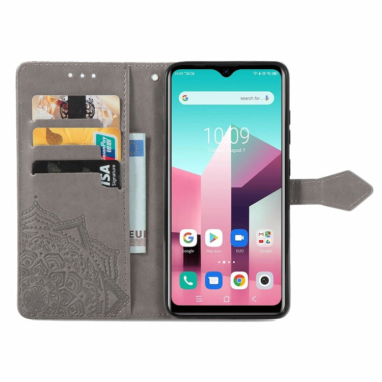 For Blackview A80 Pro Mandala Flower Embossed Horizontal Flip Leather Case with Holder & Three Card Slots & Wallet & Lanyard(Grey) - More Brand by PMC TechLife | Online Shopping South Africa | PMC TechLife | Buy Now Pay Later Mobicred