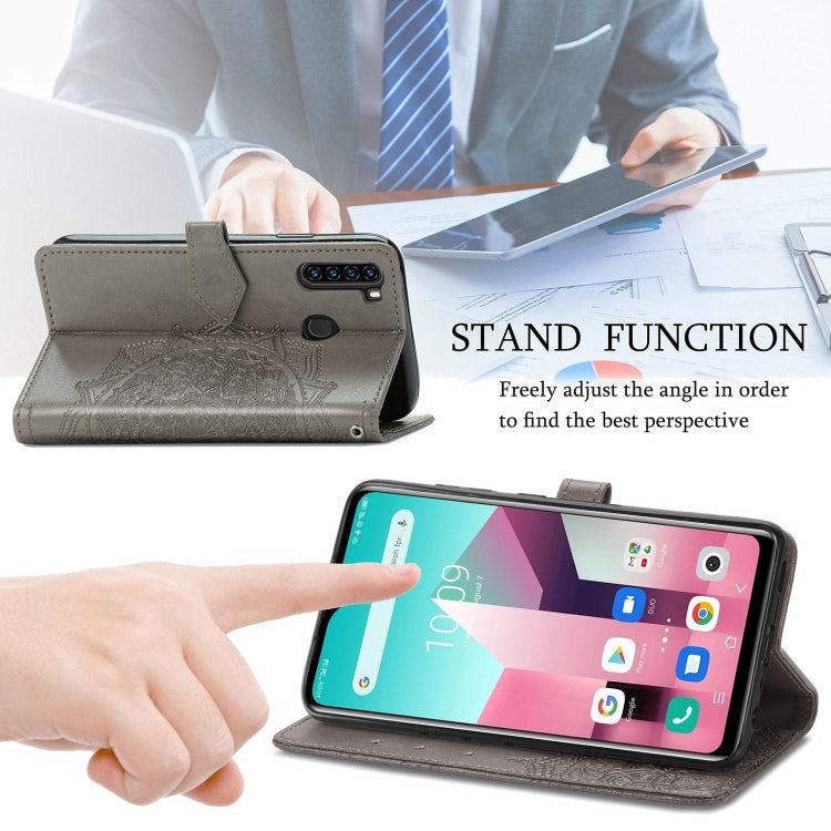 For Blackview A80 Pro Mandala Flower Embossed Horizontal Flip Leather Case with Holder & Three Card Slots & Wallet & Lanyard(Grey) - More Brand by PMC TechLife | Online Shopping South Africa | PMC TechLife | Buy Now Pay Later Mobicred