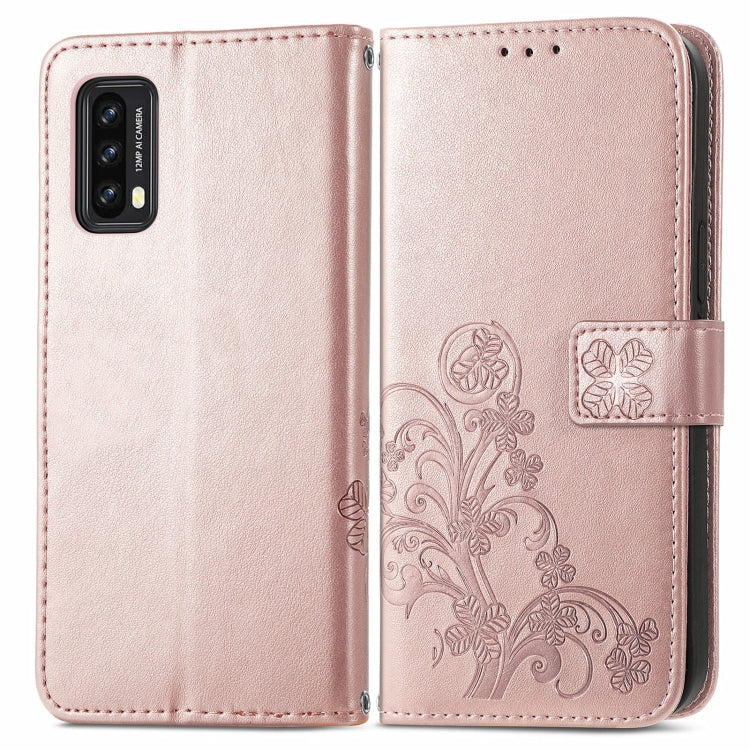 For Blackview A90 Four-leaf Clasp Embossed Buckle Mobile Phone Protection Leather Case with Lanyard & Card Slot & Wallet & Bracket Function(Rose Gold) -  by PMC TechLife | Online Shopping South Africa | PMC TechLife | Buy Now Pay Later Mobicred