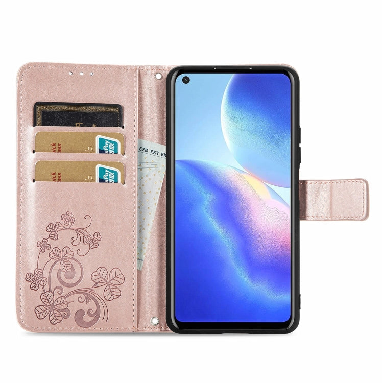 For Blackview A90 Four-leaf Clasp Embossed Buckle Mobile Phone Protection Leather Case with Lanyard & Card Slot & Wallet & Bracket Function(Rose Gold) -  by PMC TechLife | Online Shopping South Africa | PMC TechLife | Buy Now Pay Later Mobicred