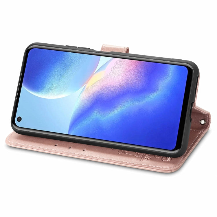 For Blackview A90 Four-leaf Clasp Embossed Buckle Mobile Phone Protection Leather Case with Lanyard & Card Slot & Wallet & Bracket Function(Rose Gold) -  by PMC TechLife | Online Shopping South Africa | PMC TechLife | Buy Now Pay Later Mobicred