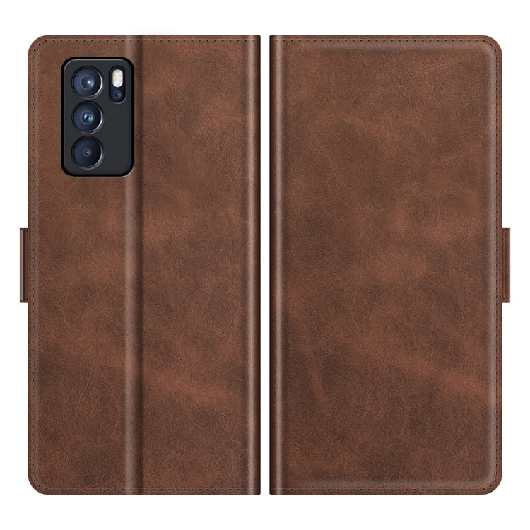 For OPPO Reno6 Pro 5G Dual-side Magnetic Buckle Horizontal Flip Leather Case with Holder & Card Slots & Wallet(Brown) - OPPO Cases by PMC TechLife | Online Shopping South Africa | PMC TechLife | Buy Now Pay Later Mobicred