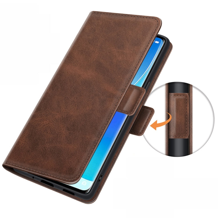 For OPPO Reno6 Pro 5G Dual-side Magnetic Buckle Horizontal Flip Leather Case with Holder & Card Slots & Wallet(Brown) - OPPO Cases by PMC TechLife | Online Shopping South Africa | PMC TechLife | Buy Now Pay Later Mobicred