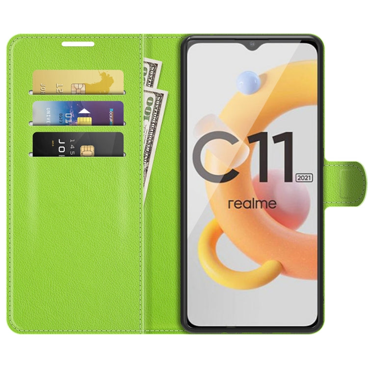 For OPPO Realme C11 2021 Litchi Texture Horizontal Flip Protective Case with Holder & Card Slots & Wallet(Green) - free shipping - PMC TechLife - Order now!