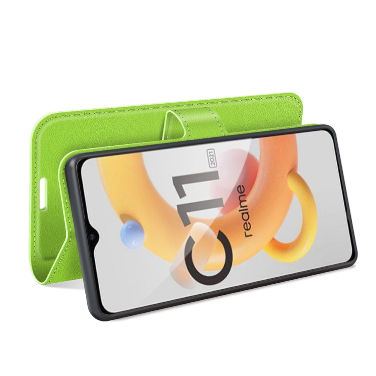 For OPPO Realme C11 2021 Litchi Texture Horizontal Flip Protective Case with Holder & Card Slots & Wallet(Green) - free shipping - PMC TechLife - Order now!