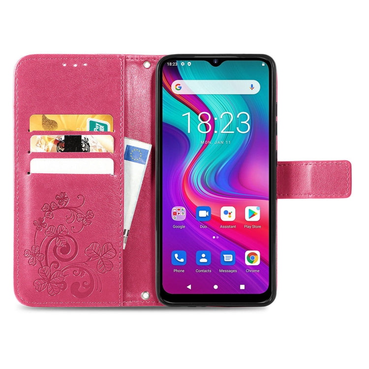 For  Doogee X96 Pro Four-leaf Clasp Embossed Buckle Mobile Phone Protection Leather Case with Lanyard & Card Slot & Wallet & Bracket Function(Magenta) - More Brand by PMC TechLife | Online Shopping South Africa | PMC TechLife | Buy Now Pay Later Mobicred