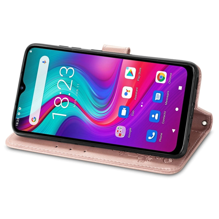 For  Doogee X96 Pro Four-leaf Clasp Embossed Buckle Mobile Phone Protection Leather Case with Lanyard & Card Slot & Wallet & Bracket Function(Rose Gold) - More Brand by PMC TechLife | Online Shopping South Africa | PMC TechLife | Buy Now Pay Later Mobicred