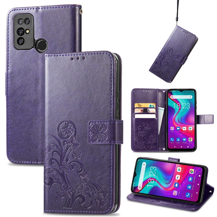For  Doogee X96 Pro Four-leaf Clasp Embossed Buckle Mobile Phone Protection Leather Case with Lanyard & Card Slot & Wallet & Bracket Function(Purple) - More Brand by PMC TechLife | Online Shopping South Africa | PMC TechLife | Buy Now Pay Later Mobicred