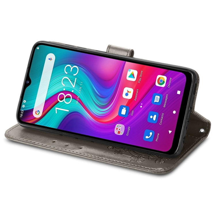 For  Doogee X96 Pro Four-leaf Clasp Embossed Buckle Mobile Phone Protection Leather Case with Lanyard & Card Slot & Wallet & Bracket Function(Gray) - More Brand by PMC TechLife | Online Shopping South Africa | PMC TechLife | Buy Now Pay Later Mobicred