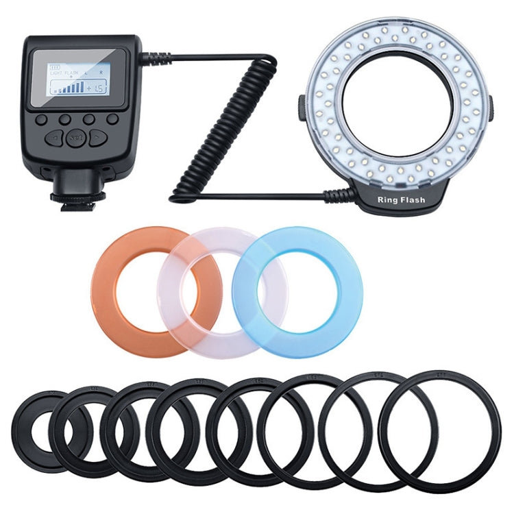 HD-130 Macro LED Ring Flash Light with 8 Different Sizes Adapter Ring (40.5 / 52 / 55 / 58 / 62 / 67 / 72 / 77mm)  & 3 x Color Diffuser - free shipping - PMC TechLife - Order now!