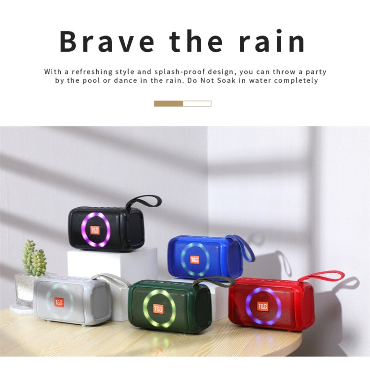 T&G TG193 Portable Bluetooth Speaker LED Light Water-resistant Outdoor Subwoofer Support TF Card / FM Radio / AUX(Green) - free shipping - PMC Jewellery - Order now!