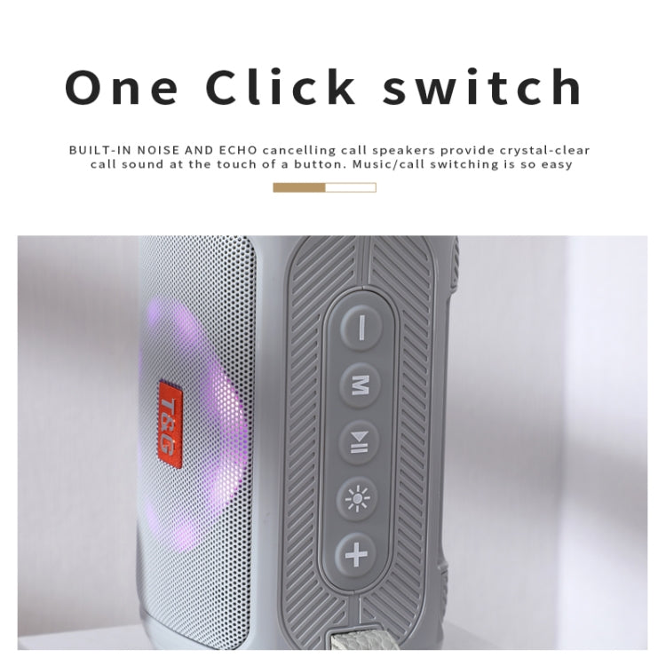 T&G TG193 Portable Bluetooth Speaker LED Light Water-resistant Outdoor Subwoofer Support TF Card / FM Radio / AUX(Green) - free shipping - PMC Jewellery - Order now!