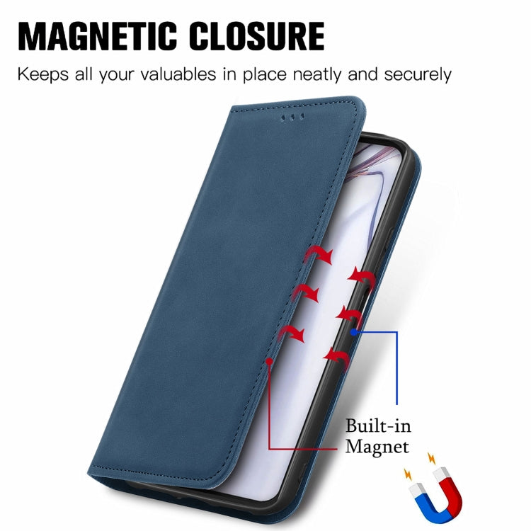 For Blackview A100 Retro Skin Feel Business Magnetic Horizontal Flip Leather Case with Holder & Card Slots & Wallet & Photo Frame(Blue) - free shipping - PMC TechLife - Order now!