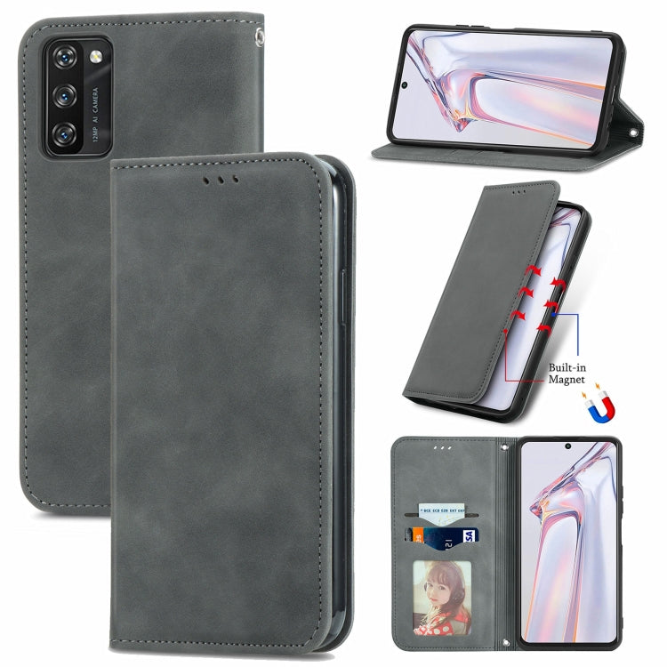 For Blackview A100 Retro Skin Feel Business Magnetic Horizontal Flip Leather Case with Holder & Card Slots & Wallet & Photo Frame(Gray) - More Brand by PMC TechLife | Online Shopping South Africa | PMC TechLife | Buy Now Pay Later Mobicred