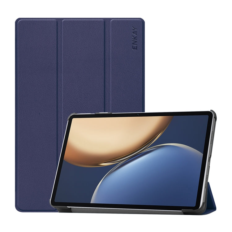 For Honor Tablet V7 Pro ENKAY Custer Texture Horizontal Flip PU+PC Leather Case with Three-folding Holder & Sleep / Wake-up Function(Dark Blue) - Honor by ENKAY | Online Shopping South Africa | PMC TechLife | Buy Now Pay Later Mobicred