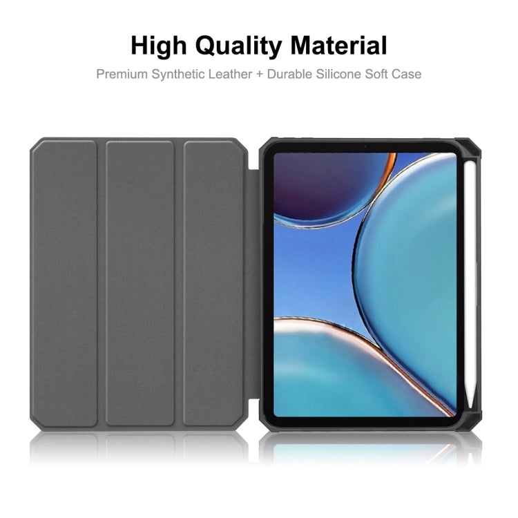 For iPad mini 2024 / mini 6 ENKAY Custer Texture Horizontal Flip PU+TPU Leather Tablet Case with Three-folding Holder & Sleep / Wake-up Function & Pen Holder(Light Blue) - free shipping - PMc TechLife - Order now!