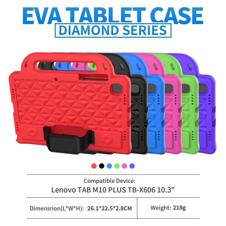 For Lenovo Tab M10 Plus TB-X606 10.3 Diamond Series EVA Anti-Fall Shockproof Sleeve Protective Shell Case with Holder & Strap(Purple) - Lenovo by PMC TechLife | Online Shopping South Africa | PMC TechLife | Buy Now Pay Later Mobicred