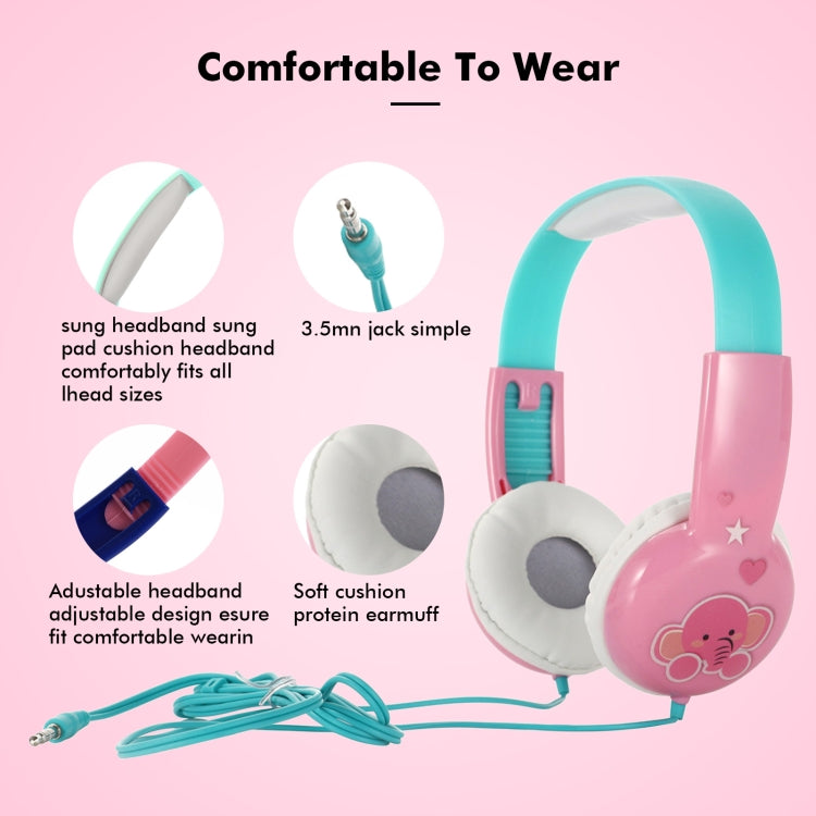 KID101 Portable Cute Children Learning Wired Headphone(Pink Green) - Multimedia Headset by PMC TechLife | Online Shopping South Africa | PMC TechLife | Buy Now Pay Later Mobicred