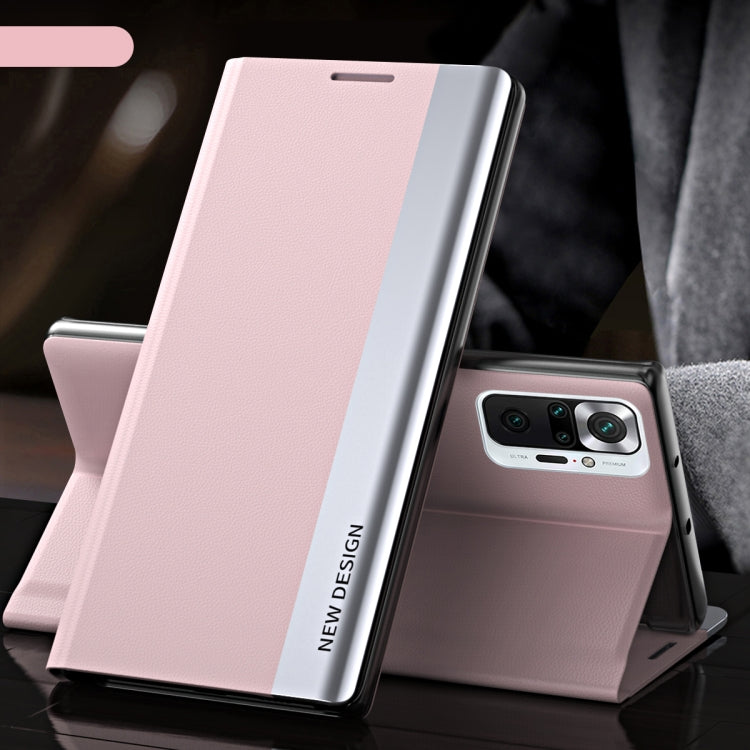 For Xiaomi Mi 10T / Mi 10T Pro Side Electroplated Magnetic Ultra-Thin Horizontal Flip Leather Case with Holder(Pink) - Xiaomi Cases by PMC TechLife | Online Shopping South Africa | PMC TechLife