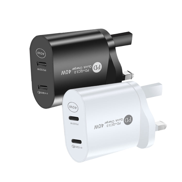 002 40W Dual Port PD USB-C / Type-C Fast Charger for iPhone / iPad Series, UK Plug(Black) - free shipping - PMC Jewellery - Order now!