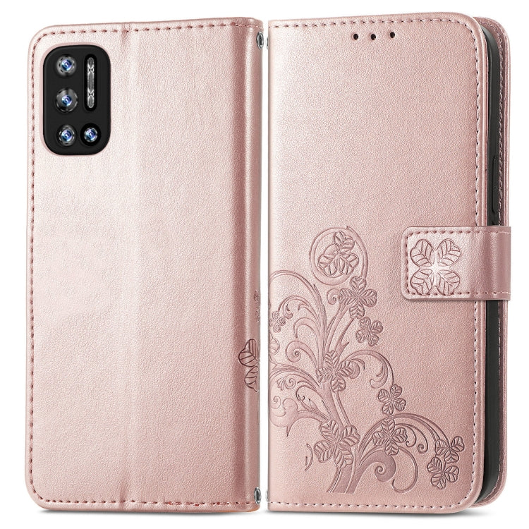 For DOOGEE N40 Pro Four-leaf Clasp Embossed Leather Case with Lanyard & Card Slot & Wallet & Holder(Rose Gold) - More Brand by PMC TechLife | Online Shopping South Africa | PMC TechLife | Buy Now Pay Later Mobicred