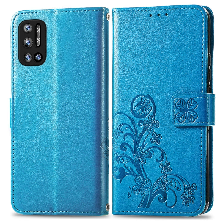 For DOOGEE N40 Pro Four-leaf Clasp Embossed Leather Case with Lanyard & Card Slot & Wallet & Holder(Blue) - More Brand by PMC TechLife | Online Shopping South Africa | PMC TechLife | Buy Now Pay Later Mobicred