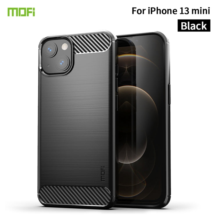 For iPhone 13 mini MOFI Gentleness Series Brushed Texture Carbon Fiber Soft TPU Case  (Black) - iPhone 13 mini Cases by MOFI | Online Shopping South Africa | PMC TechLife | Buy Now Pay Later Mobicred