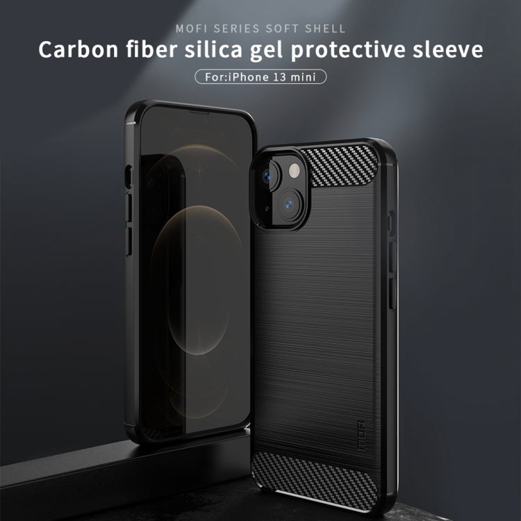 For iPhone 13 mini MOFI Gentleness Series Brushed Texture Carbon Fiber Soft TPU Case  (Gray) - iPhone 13 mini Cases by MOFI | Online Shopping South Africa | PMC TechLife