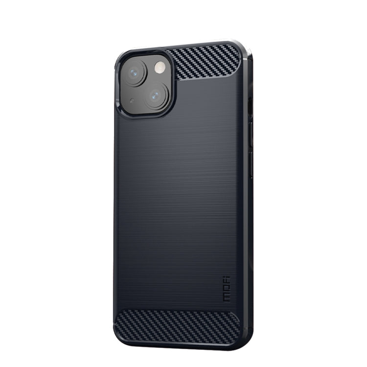 For iPhone 13 MOFI Gentleness Series Brushed Texture Carbon Fiber Soft TPU Case (Blue) - iPhone 13 Cases by MOFI | Online Shopping South Africa | PMC TechLife | Buy Now Pay Later Mobicred