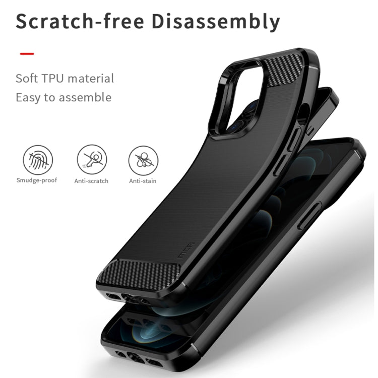 For iPhone 13 Pro MOFI Gentleness Series Brushed Texture Carbon Fiber Soft TPU Case  (Black) - iPhone 13 Pro Cases by MOFI | Online Shopping South Africa | PMC TechLife | Buy Now Pay Later Mobicred