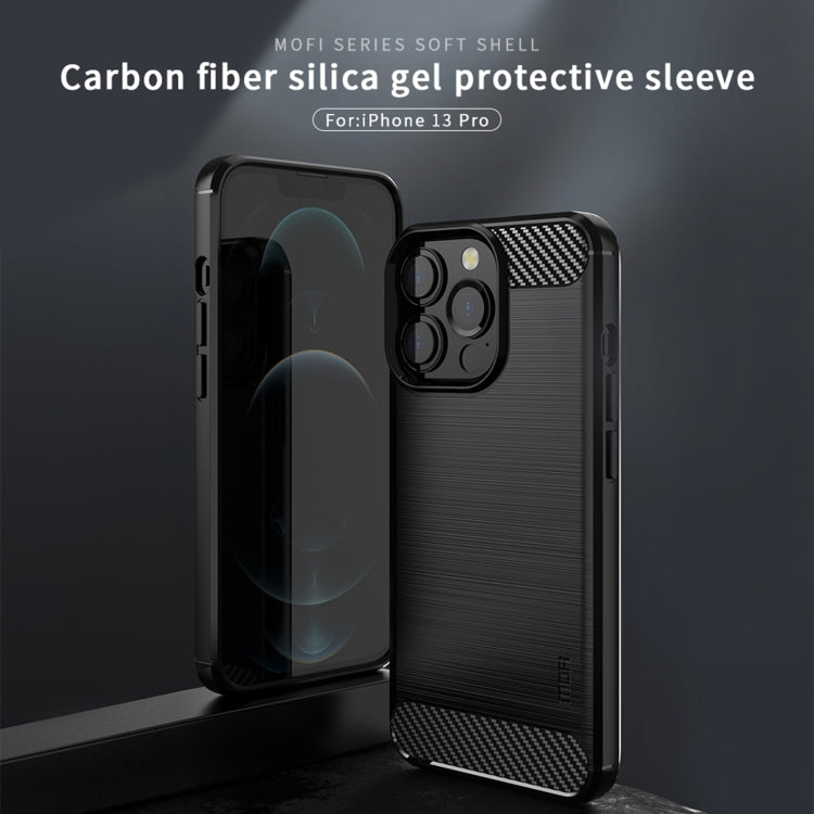 For iPhone 13 Pro MOFI Gentleness Series Brushed Texture Carbon Fiber Soft TPU Case  (Blue) - iPhone 13 Pro Cases by MOFI | Online Shopping South Africa | PMC TechLife | Buy Now Pay Later Mobicred