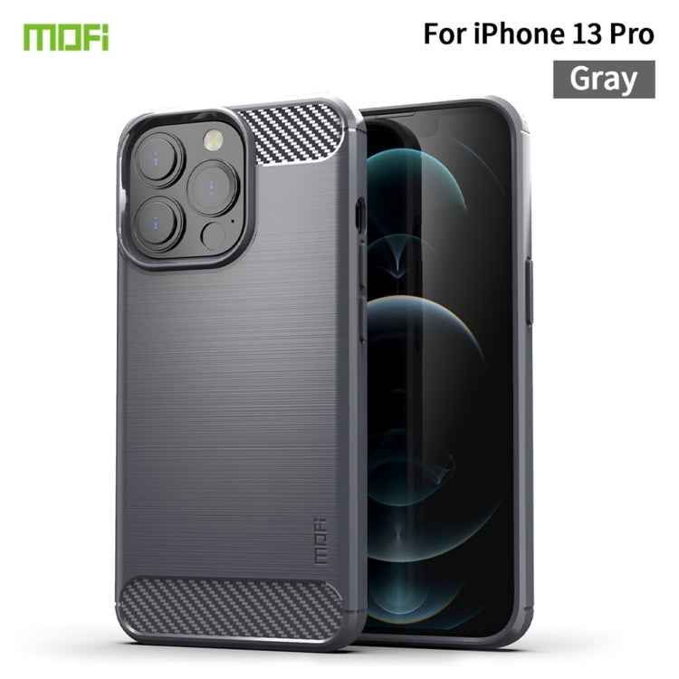 For iPhone 13 Pro MOFI Gentleness Series Brushed Texture Carbon Fiber Soft TPU Case  (Gray) - iPhone 13 Pro Cases by MOFI | Online Shopping South Africa | PMC TechLife | Buy Now Pay Later Mobicred