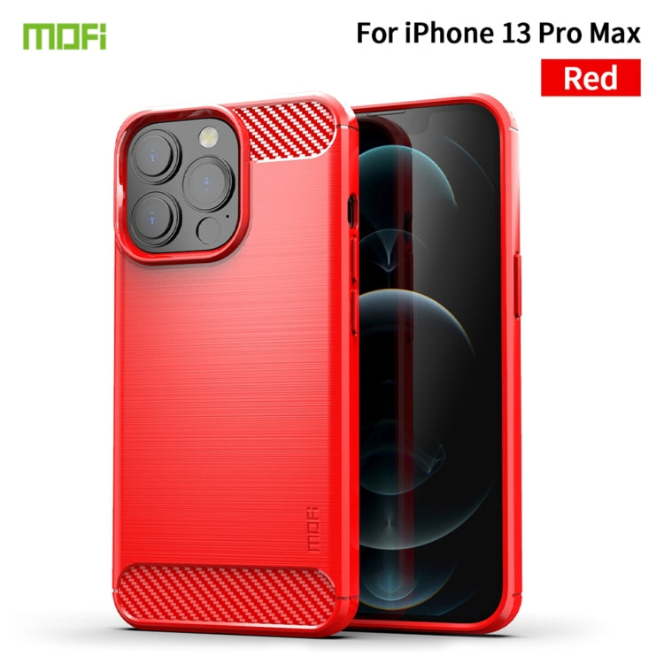 For iPhone 13 Pro Max MOFI Gentleness Series Brushed Texture Carbon Fiber Soft TPU Case  (Red) - iPhone 13 Pro Max Cases by MOFI | Online Shopping South Africa | PMC TechLife