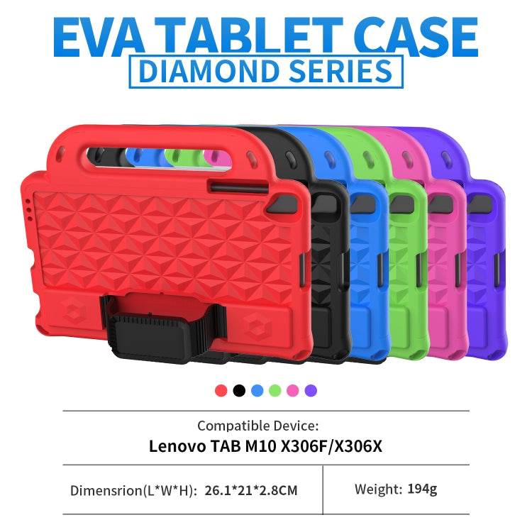 For Lenovo M10 X306X / X306F Diamond Series EVA Anti-Fall Shockproof Sleeve Protective Shell Case with Holder & Strap(RoseRed) - Lenovo by PMC TechLife | Online Shopping South Africa | PMC TechLife | Buy Now Pay Later Mobicred