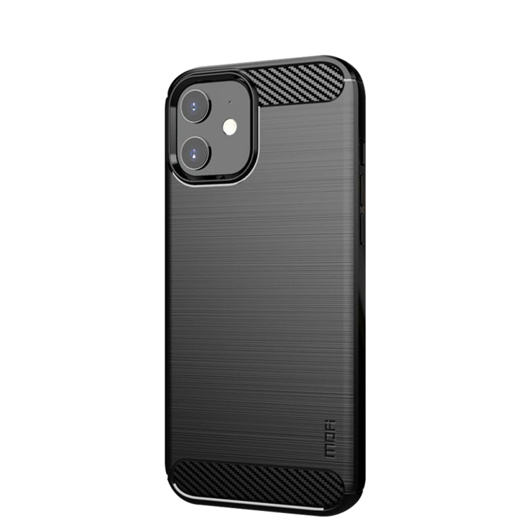 For iPhone 12 mini MOF Gentleness Series Brushed Texture Carbon Fiber Soft TPU Case (Black) - iPhone 12 mini Cases by MOFI | Online Shopping South Africa | PMC TechLife