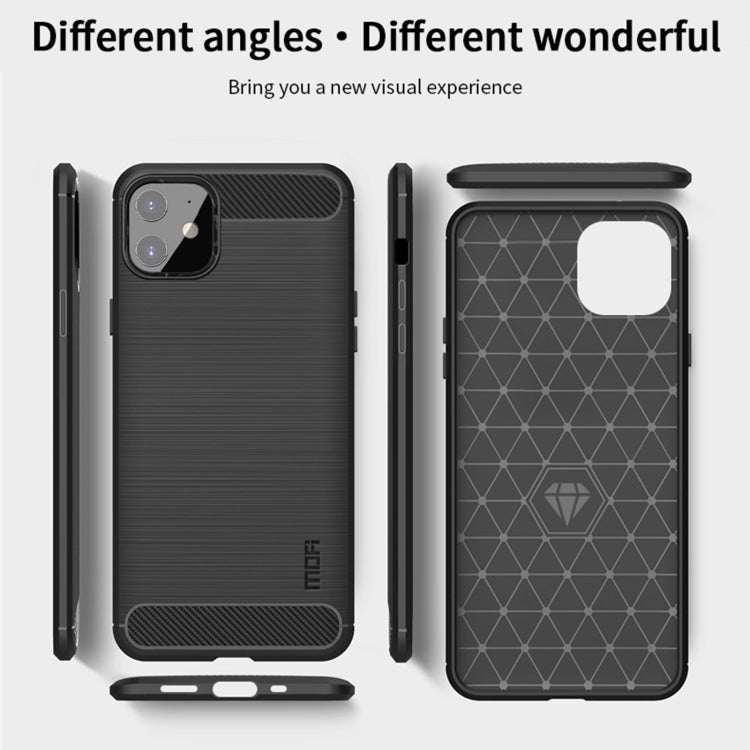 For iPhone 12 mini MOF Gentleness Series Brushed Texture Carbon Fiber Soft TPU Case (Black) - iPhone 12 mini Cases by MOFI | Online Shopping South Africa | PMC TechLife