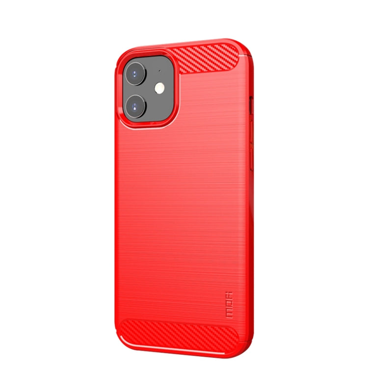 For iPhone 12 mini MOF Gentleness Series Brushed Texture Carbon Fiber Soft TPU Case (Red) - free shipping - PMC TechLife - Order now!