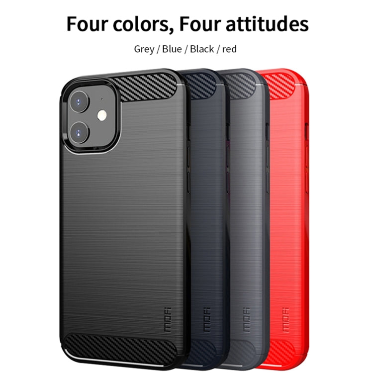 For iPhone 12 mini MOF Gentleness Series Brushed Texture Carbon Fiber Soft TPU Case (Red) - free shipping - PMC TechLife - Order now!
