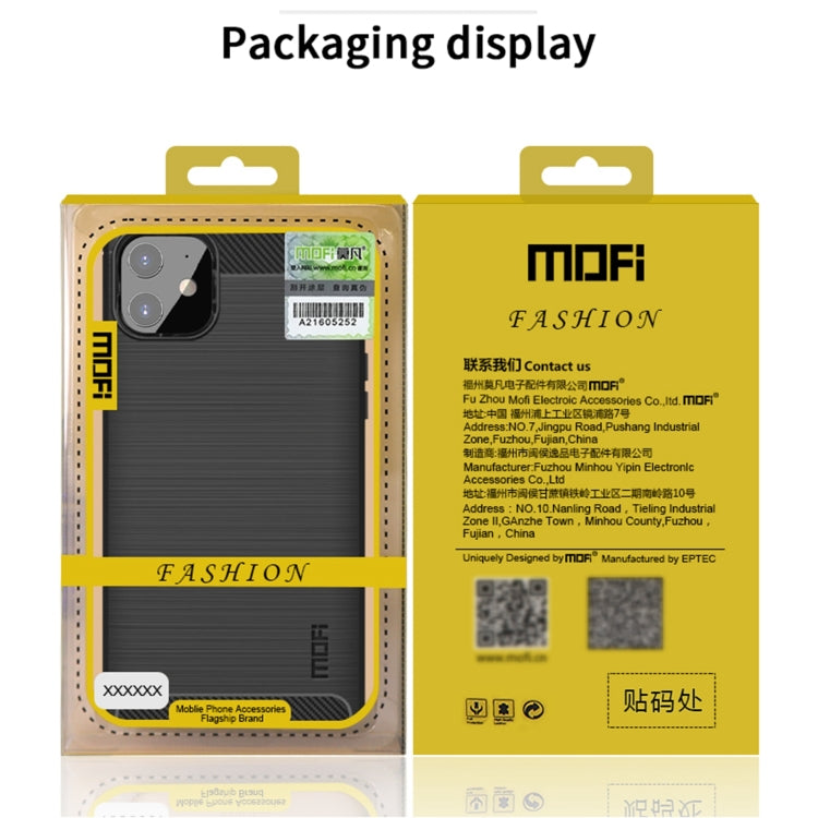 For iPhone 12 mini MOF Gentleness Series Brushed Texture Carbon Fiber Soft TPU Case (Blue) - iPhone 12 mini Cases by MOFI | Online Shopping South Africa | PMC TechLife