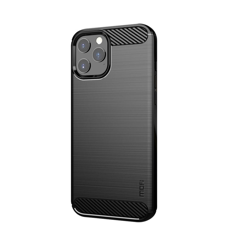 For iPhone 12 / 12 Pro MOF Gentleness Series Brushed Texture Carbon Fiber Soft TPU Case(Black) - iPhone 12 / 12 Pro Cases by MOFI | Online Shopping South Africa | PMC TechLife