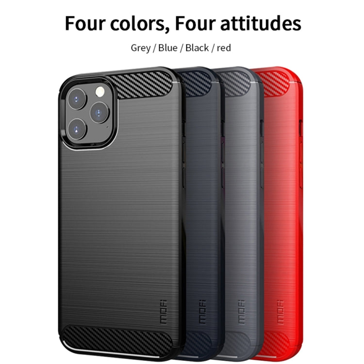 For iPhone 12 / 12 Pro MOF Gentleness Series Brushed Texture Carbon Fiber Soft TPU Case(Black) - iPhone 12 / 12 Pro Cases by MOFI | Online Shopping South Africa | PMC TechLife